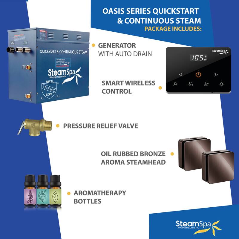 Oasis Series 12000-Watts Steam Generator with Continuous Steam Plus Fully Wireless Handheld Control