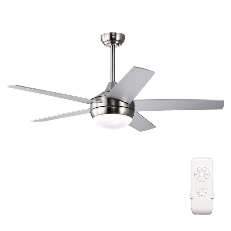 Brushed Nickel 52 in. Integrated LED Indoor 5-Blade Ceiling Fan with Light Kit and Wall Control - Brushed Nickel