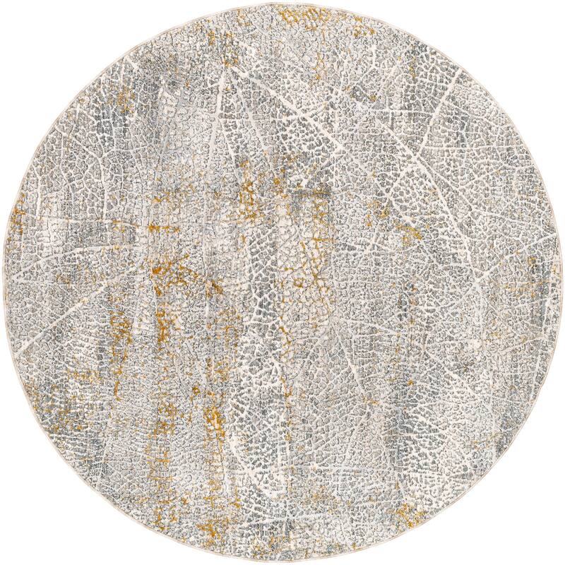 Livabliss Transitional Dresden Abstract Area Rug - 5'3" x 5'3" Round - Grey/Beige