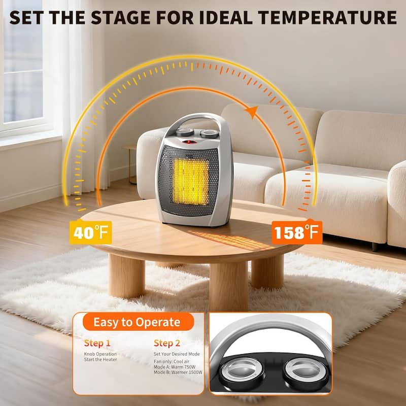 PTC Fast Heating Portable Electric Space Heater for Small Space