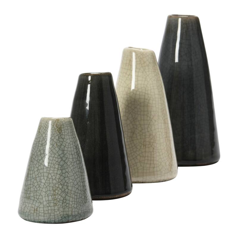 Stoneware Bud Vases in Crackle Glaze