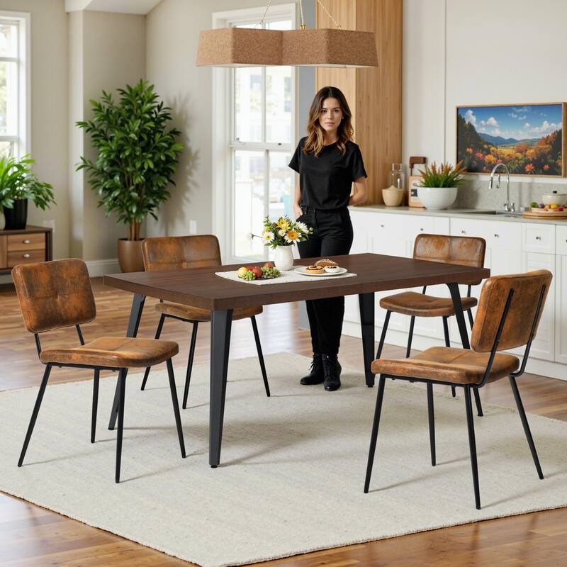 Homylin 63-Inch Rectangular Dining Table with Metal Legs, Modern Kitchen & Dining Room Table