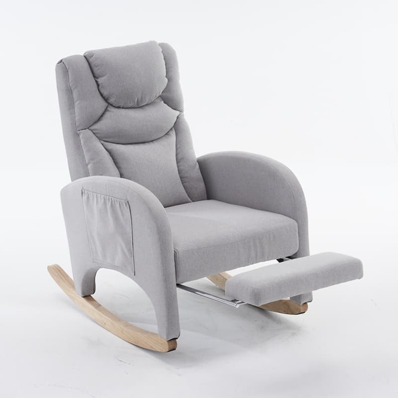 Fabric Nursery Rocking Chair With Adjustable Footrest - Light Gray