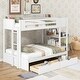 preview thumbnail 3 of 14, Pine Wood Twin over Full Bunk Bed with Shelves, Desk and Drawers