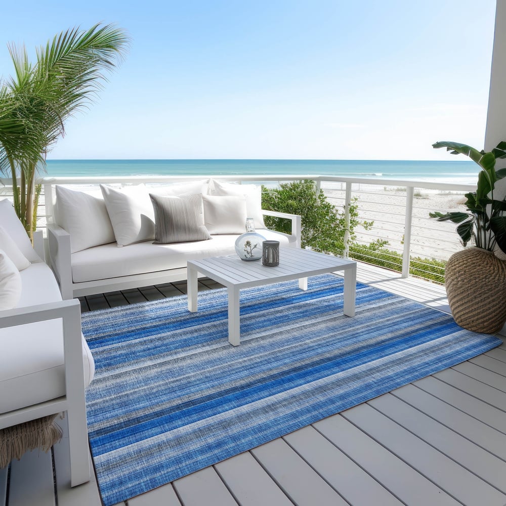 Machine Washable Indoor/ Outdoor Striped Chantille Rug