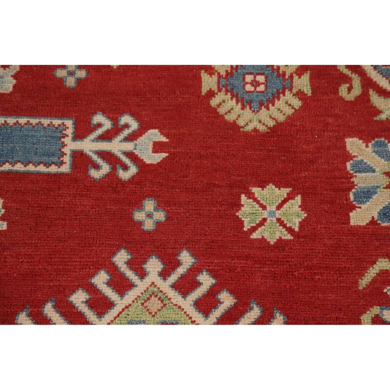 Hand Knotted Oriental 100% Wool Carpet Traditional Geometric Red Kazak Area Rug - 11' 8'' X 9' 0''