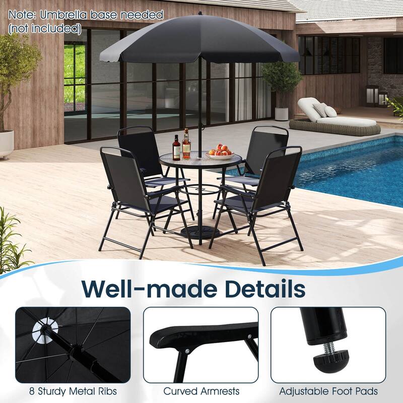 Costway 6 Pieces Patio Dining Set with Umbrella Outdoor Table and - See Details