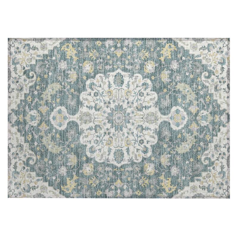 Machine Washable Indoor/ Outdoor Traditional Indore Chantille Rug