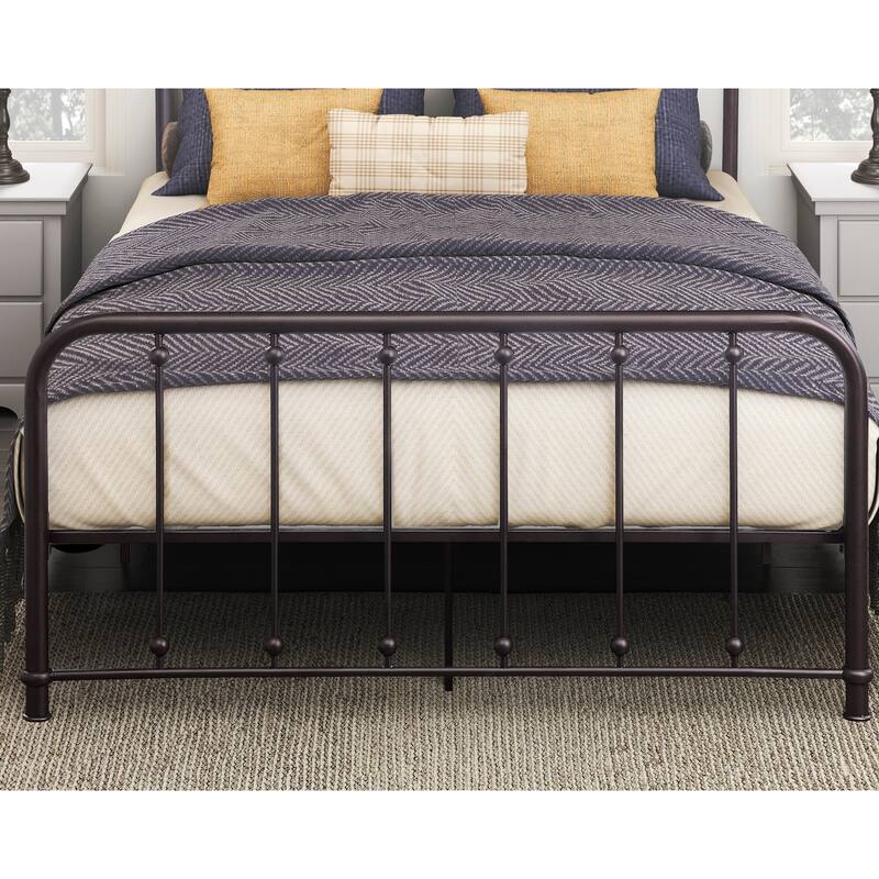 Full Size Metal Platform Bed with Ball Accent Details