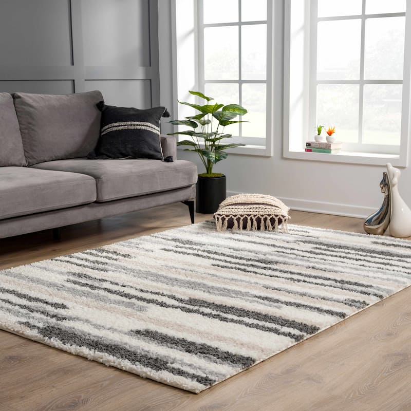 Hauteloom Lux Shag Collection Moroccan Farmhouse Shaggy High Plush Pile Area Rug