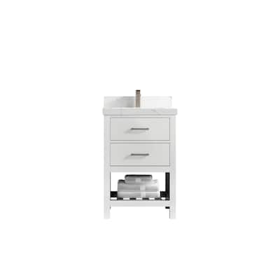 Willow Collections 24 x 22 Parker Single Bowl Sink Bathroom Vanity in White with Countertop - 24 in x 22 in
