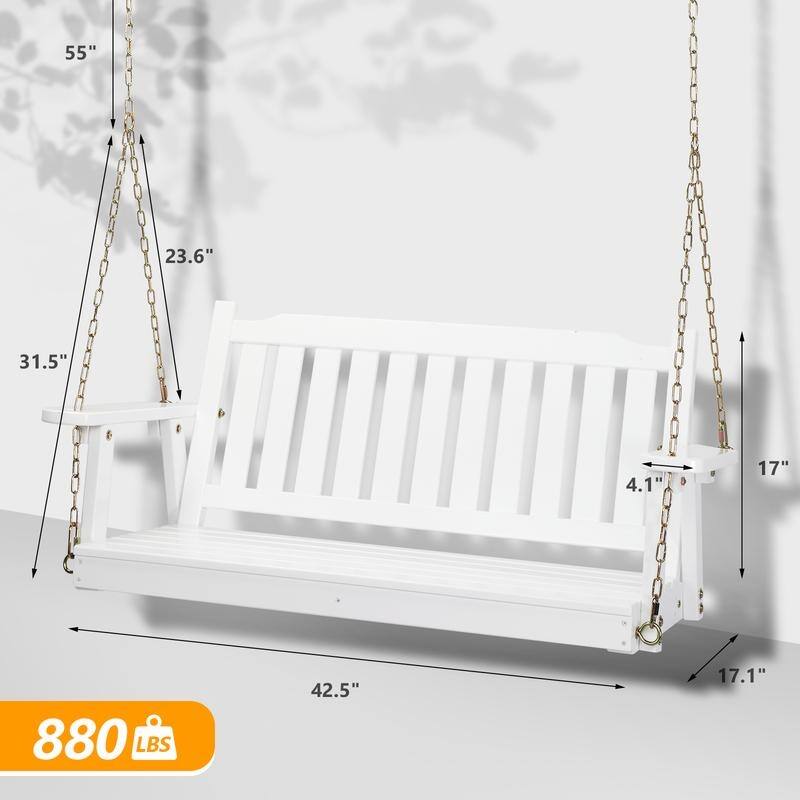 VINGLI 3.6ft White Regular Simple Model with 4mm Chain Wooden Swing Set