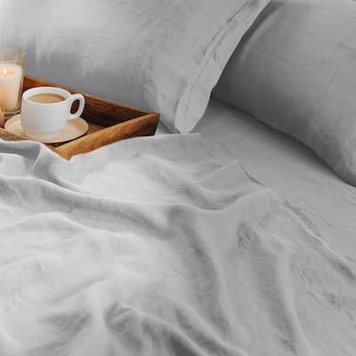 European Garment Washed Linen Extra Deep Pocket Bed Sheet Set