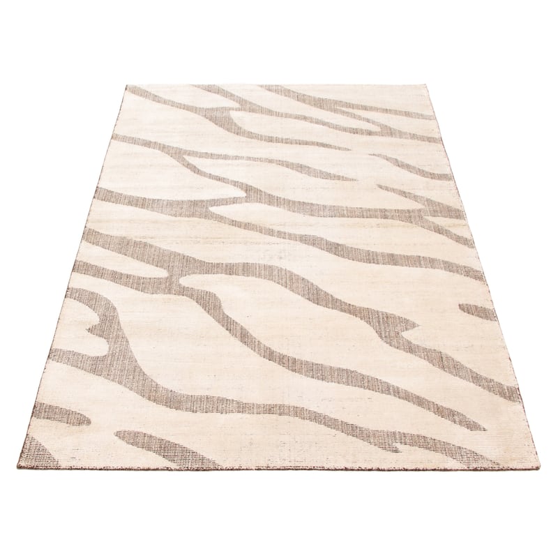 ECARPETGALLERY Hand-knotted Tangier Cream Viscose, Wool Rug - 5'0 x 8'0