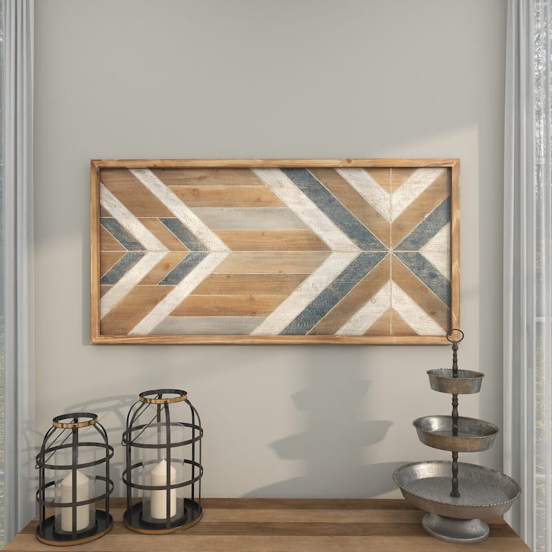 Multi Colored Wooden Handmade Southwestern Geometric Home Wall Decor