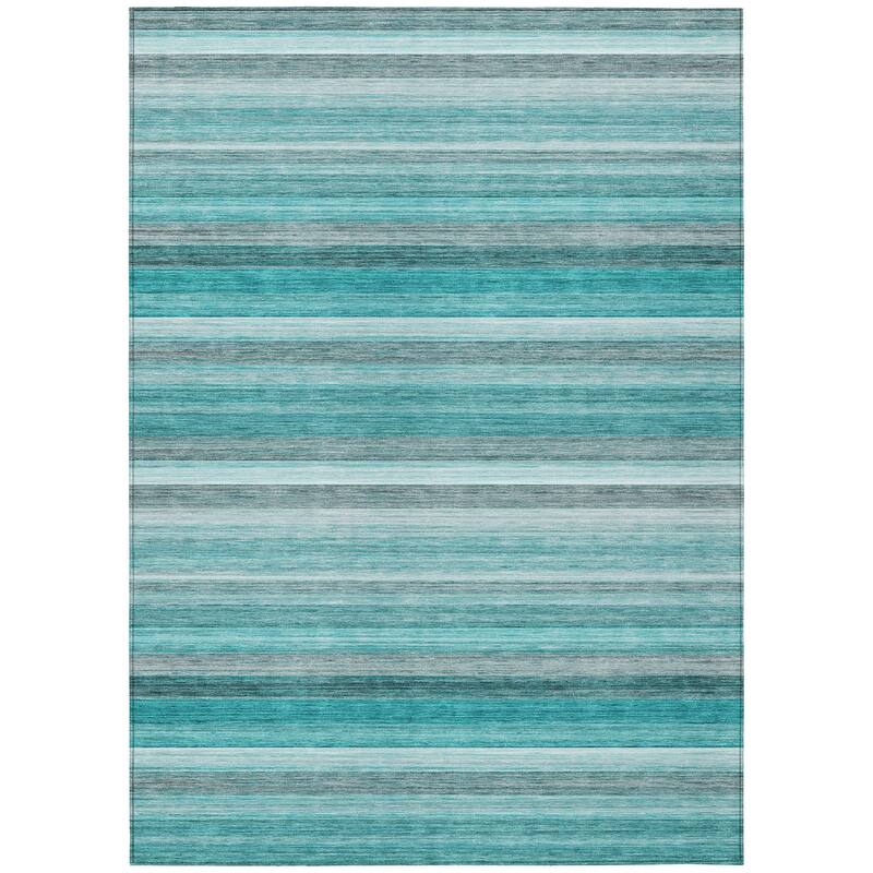 Machine Washable Indoor/ Outdoor Ombre Stripes Chantille Rug