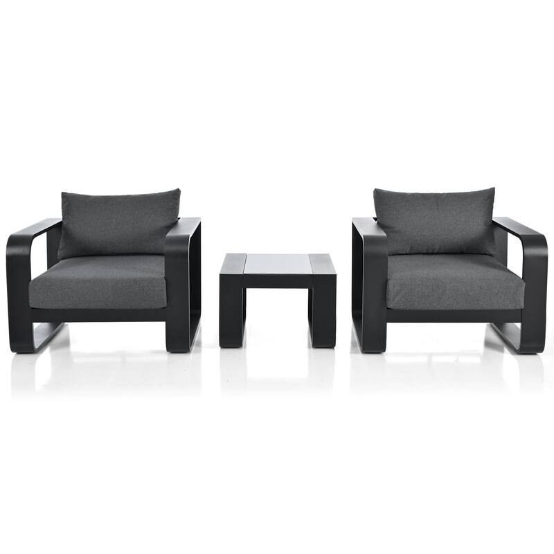 Patio Conversation Set Aluminum Frame With Cushion (Set of 3)