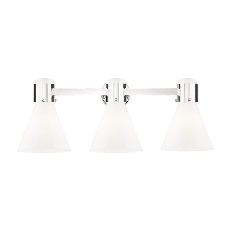 Innovations Lighting 464-3W-10-24 Lawton Cone Vanity Lawton Cone 3 - Polished Nickel / Gloss White