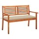 preview thumbnail 1 of 9, vidaXL 2-Seater Patio Bench with Cushion 47.2" Solid Eucalyptus Wood - 47.2" x 23.6" x 35"