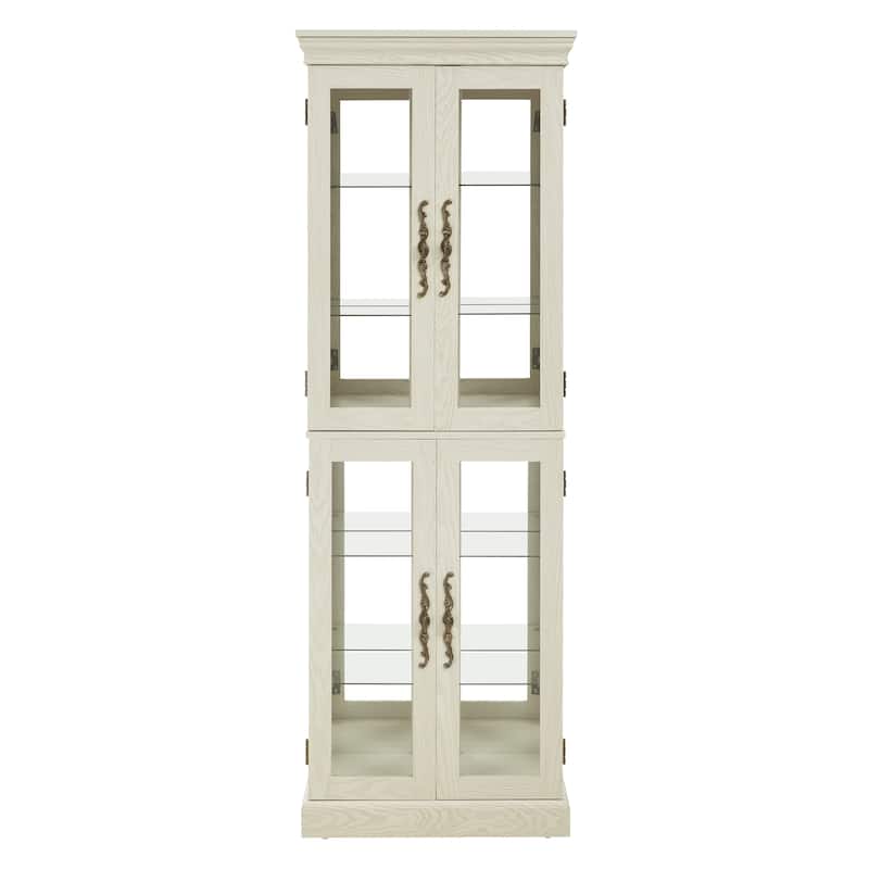 Lighted Glass Curio Display Cabinet,Display Cabinet,Storage Cabinet Wine cabinet Wood Frame Toy Display for Living Room,Kitchen