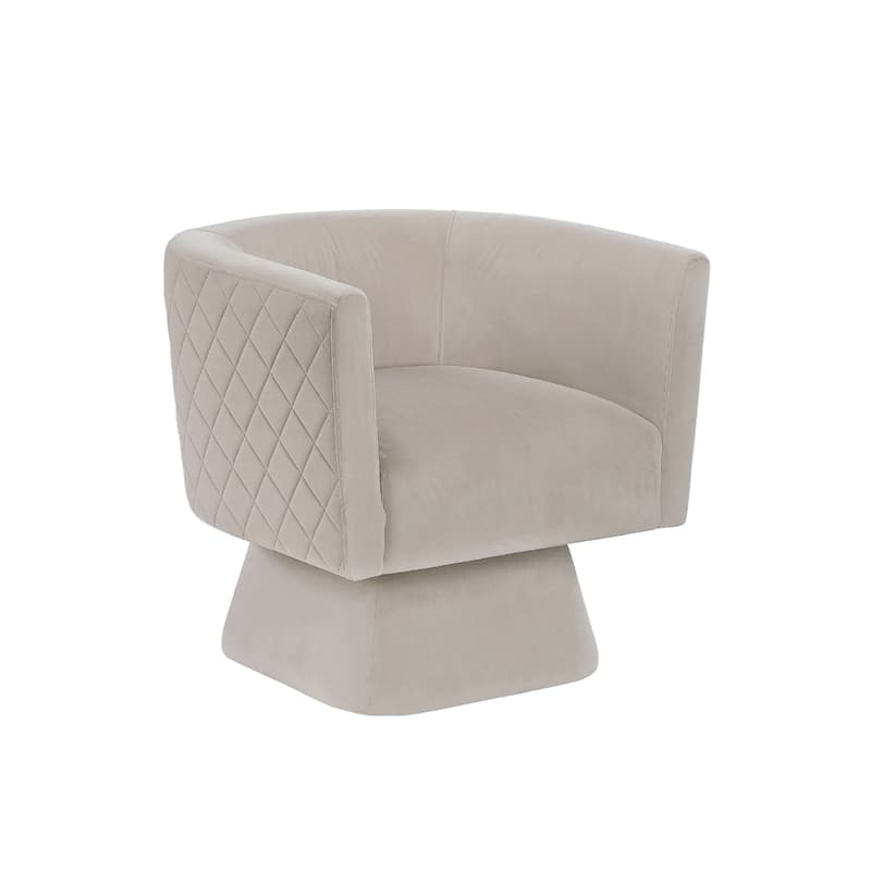 Cabe Swivel Accent Armchair, Diamond Stitch Back, Taupe Brown Velvet