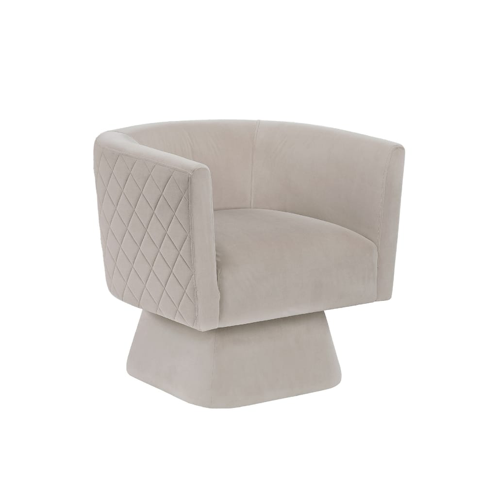 Cabe Swivel Accent Armchair, Diamond Stitch Back, Taupe Brown Velvet