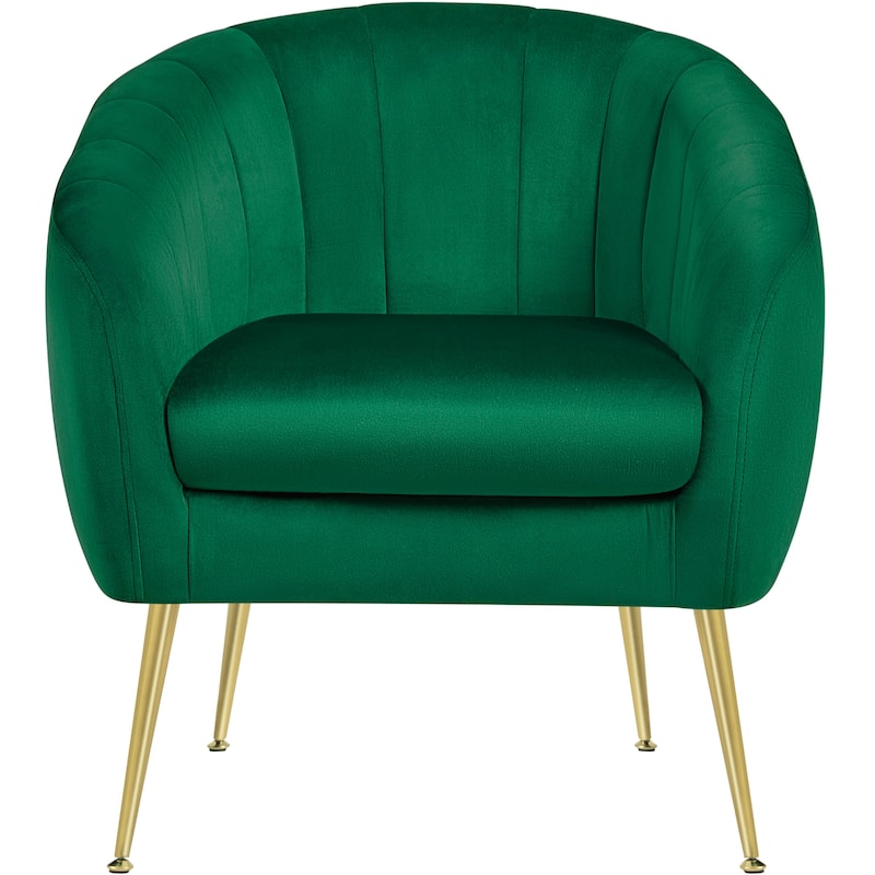 Yaheetech Velvet Accent Armchair Barrel Chair with Metal Legs for Living Room