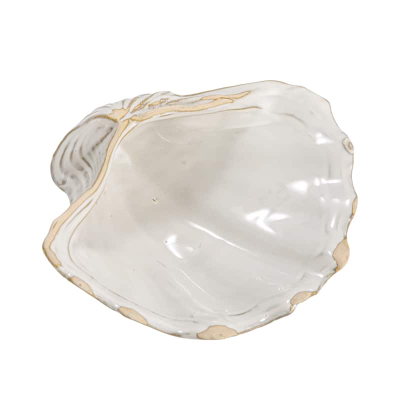Stoneware Shell Plate with Reactive Crackle Glaze - 7.9"L x 6.1"W x 2.3"H