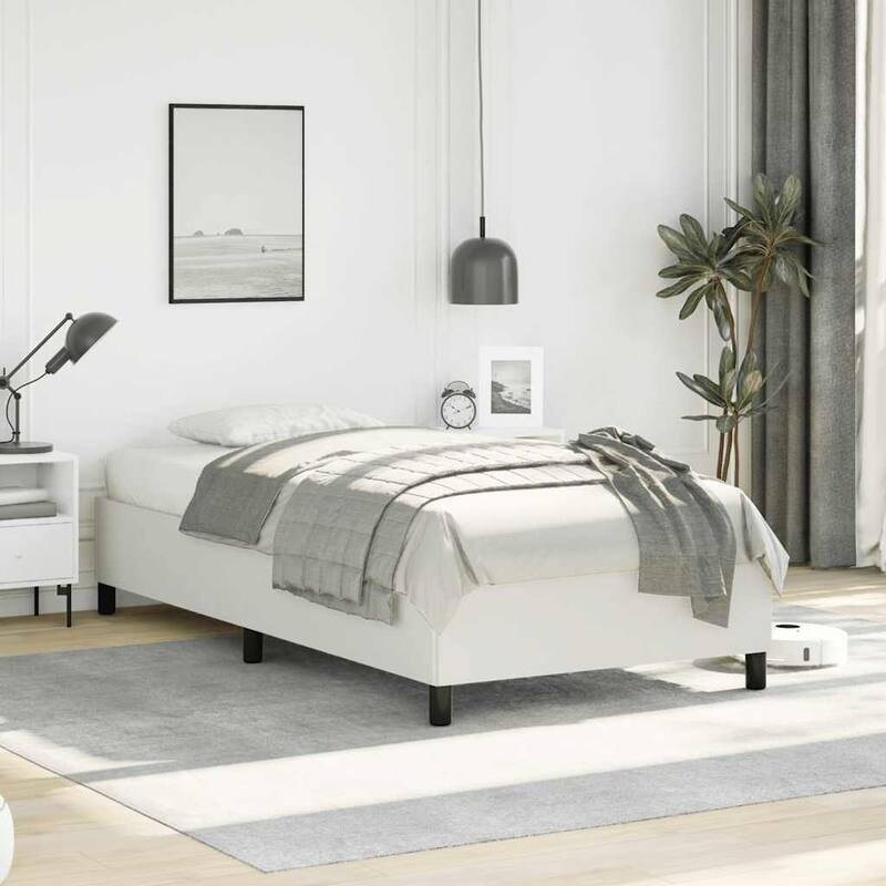 vidaXL Bed Frame, Faux Leather, No Mattress - Dark Gray - Twin XL