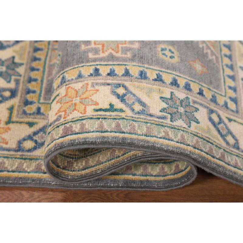 Grey Traditional Kazak Foyer Rug Hand-Knotted Wool Carpet - 2'8" x 4'1"