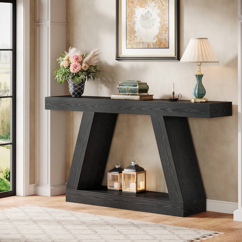 55 Inch Modern Black Console Table for Entryway