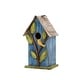 preview thumbnail 38 of 53, Glitzhome 10"H Multicolor Cute Distressed Solid Wood Birdhouse with 3D Flowers Green/Blue