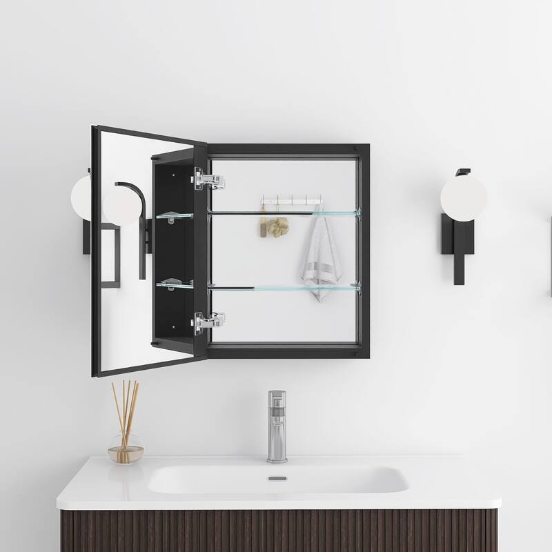 Rectangular Aluminum Medicine Cabinet with Mirror