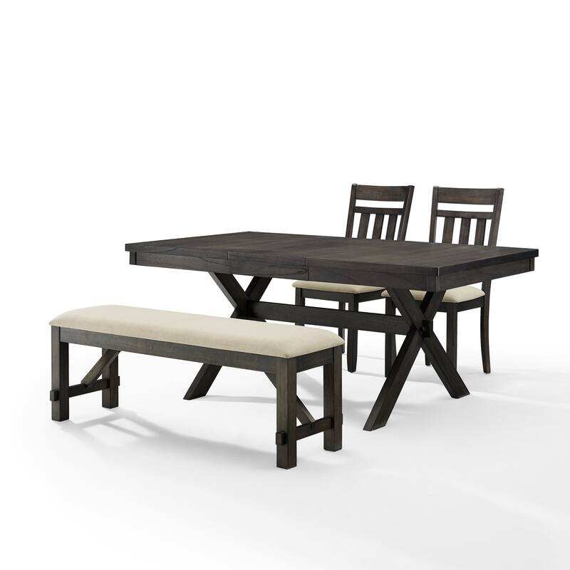 Crosley Hayden 4Pc Dining Set Slate Table, 2 Chairs, Bench