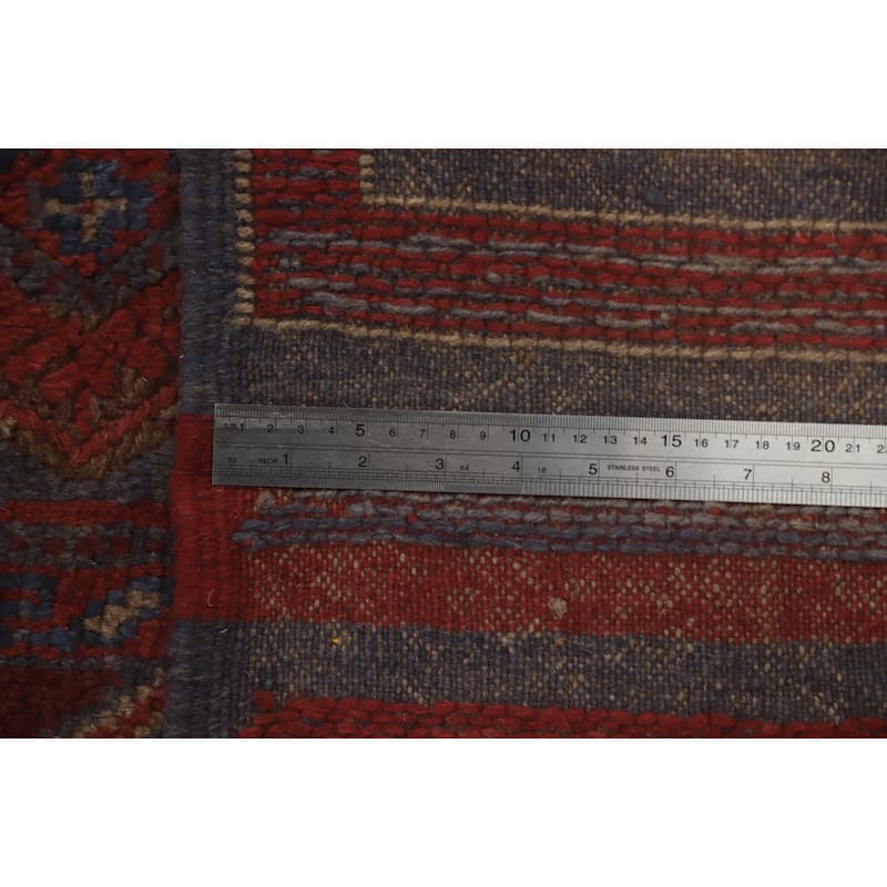 Hand Knotted Oriental 100% Wool Carpet Traditional Tribal Red Balouch Runner Rug - 8' 1'' X 2' 1''