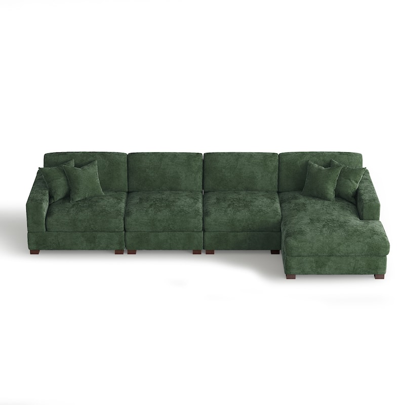Modern Oversized Chenille Modular Sectional Sofa With Chaise