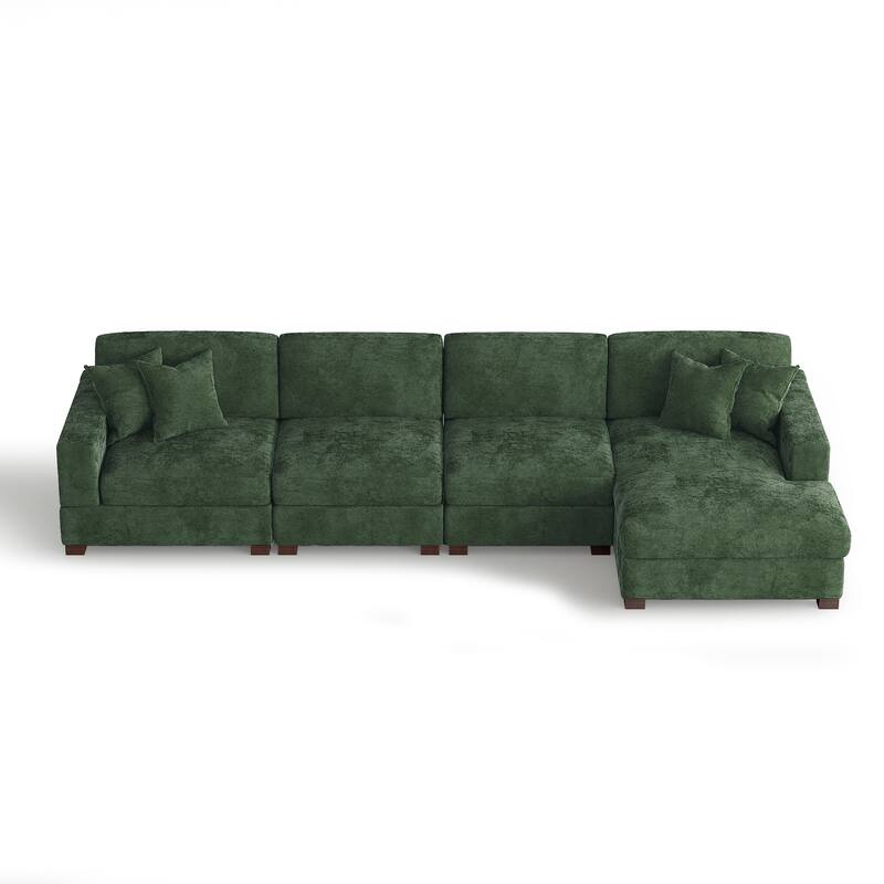 Oversized Modern Chenille L-shape Modular Sectional Sofa with Chaise