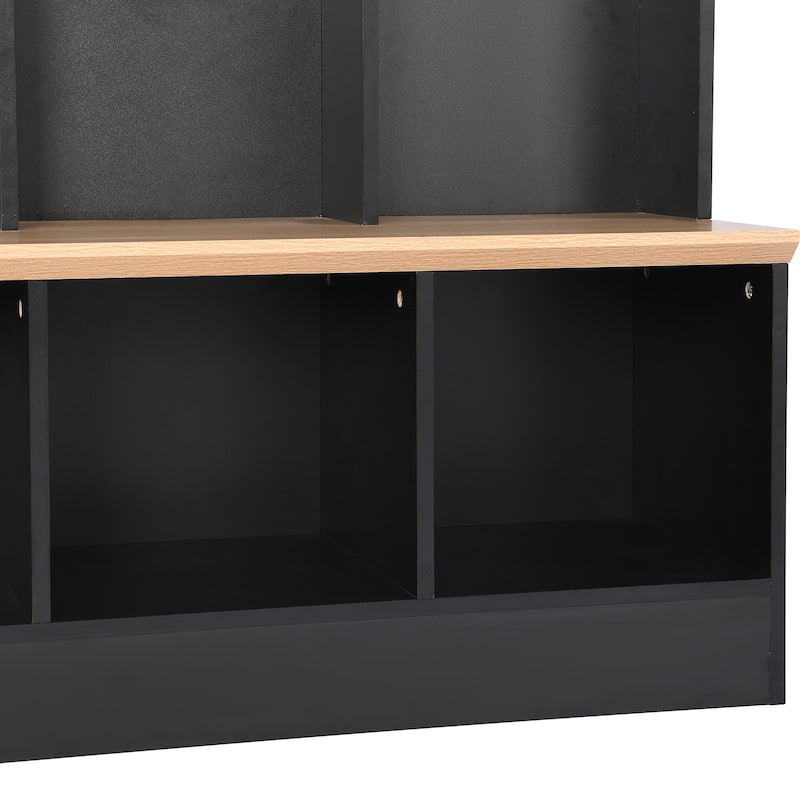 4-in-1 Entryway Storage Cabinet Coat Rack with Shoe Storage and Bench, Hall Tree with Cube Storage & Shelves