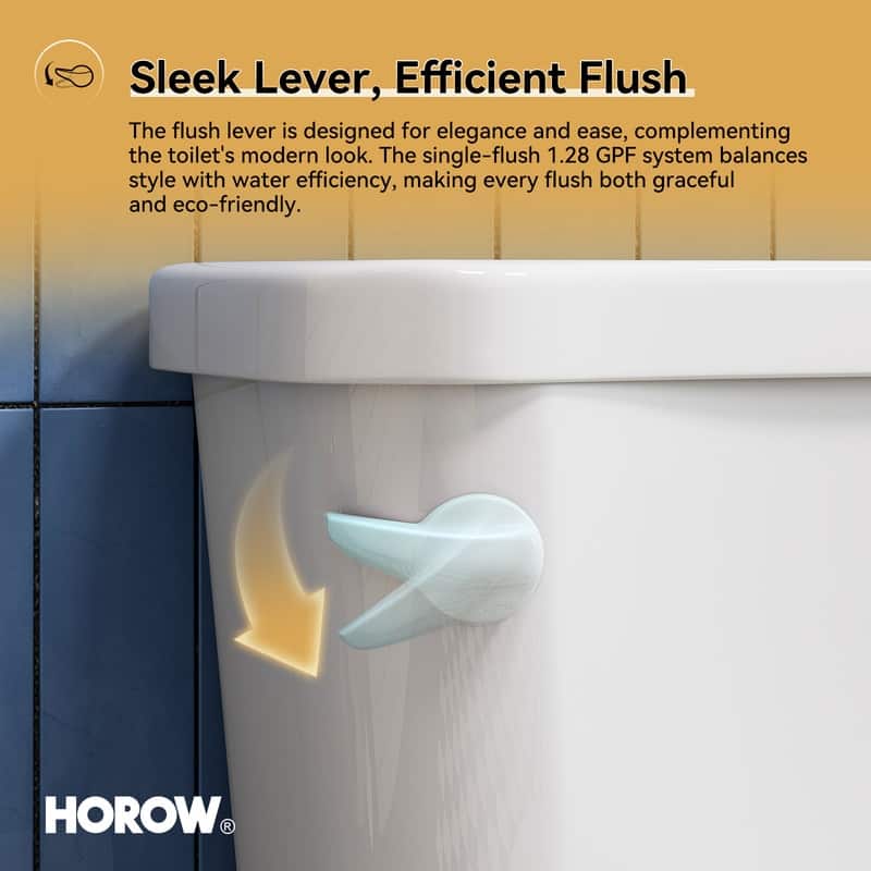 HOROW 2 Piece ADA Tall Single Flush Round Toilet White 1.28 GPF Strong Flush Soft Close Seat - 19 Inch