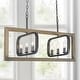 preview thumbnail 1 of 4, Farmhouse Linear 6-Light Wood Chandelier Adjustable Frame Island Lights - L31"x W13.5"x H14.5" L31"x W13.5"x H14.5" - Black/Taupe