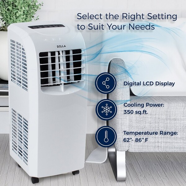 Ft DELLA 8000 BTU Portable Air Conditioner Cooling for Rooms Up To 350 Sq Fan Dehumidifier Timer Remote Control Wheels Window Vent Kit UL Listed Ft DELLA 8000 BTU Portable Air Conditioner Cooling for Rooms Up To 350 Sq Fan Dehumidifier Timer Remote Control Wheels Window Vent Kit UL Listed