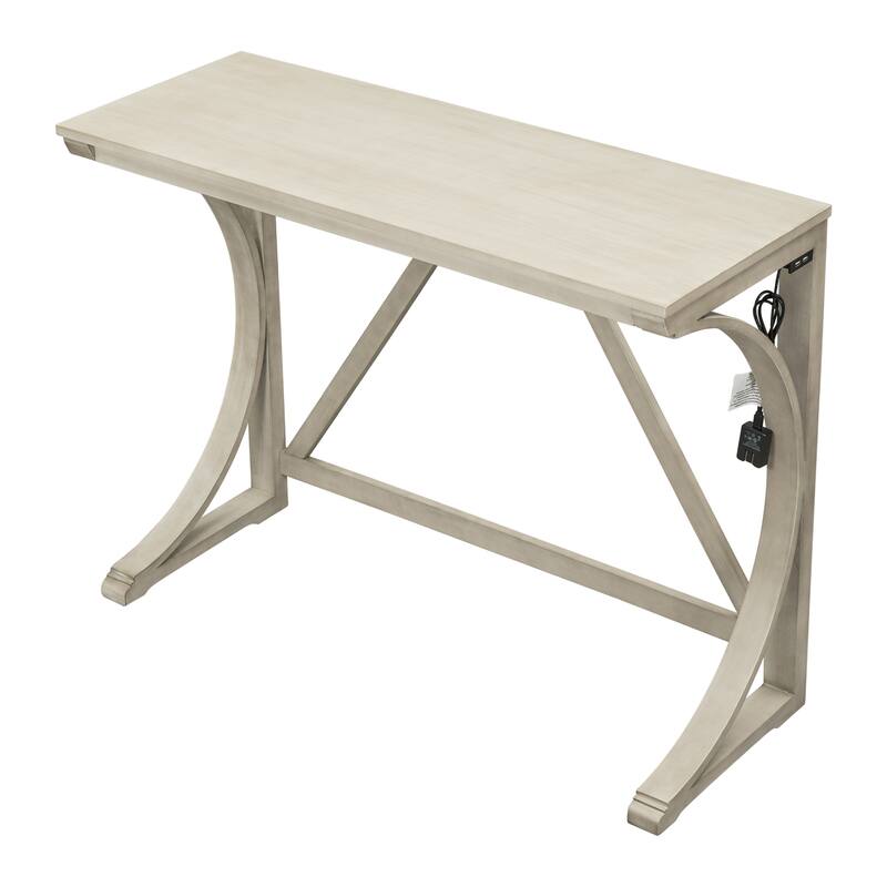 3-Piece Farmhouse Dining Set with USB Port & Stools