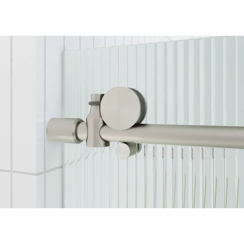 Galaxy 60 in. x 60 in. Fully Frameless Fluted Glass Sliding Bathtub Doors - Righthand