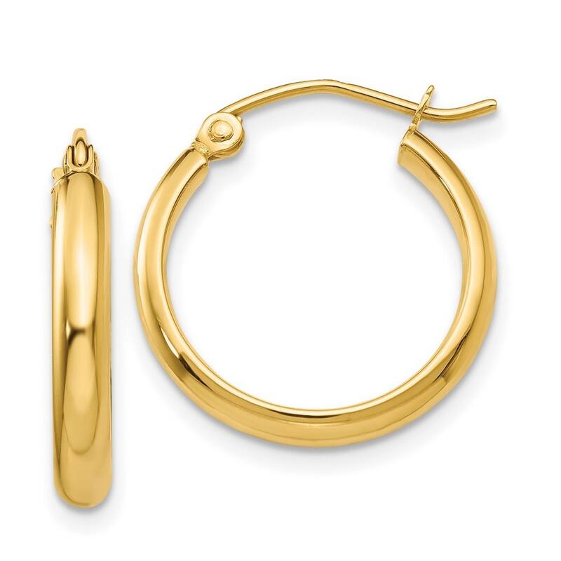 Curata 14k Yellow Gold Polished 18mm Classic Hoop Earrings