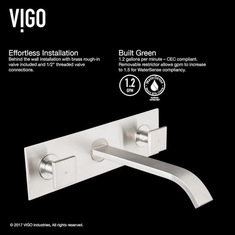VIGO Titus 3" H 2-Handle Wall Mount Bathroom Faucet
