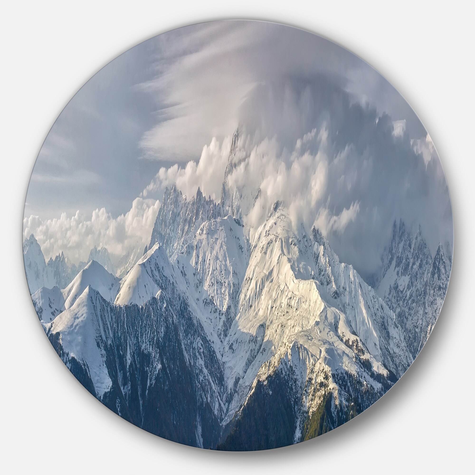 Designart 'Ushba Peak in Clouds' Landscape Photo Disc Metal Wall Art - Bed  Bath \u0026 Beyond - 14263041, image size:2000x2000
