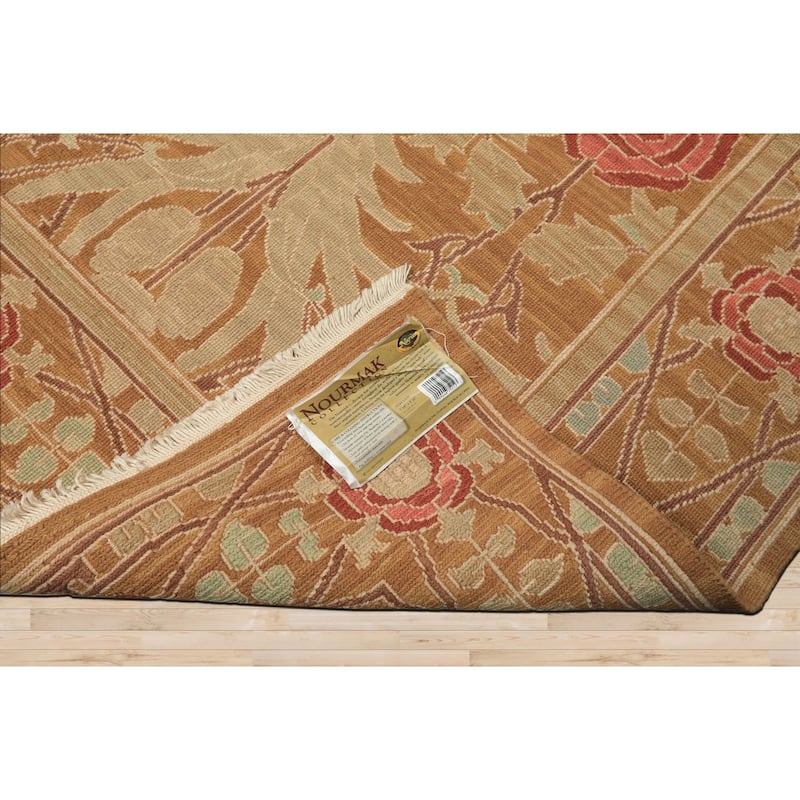 5'10''x8'10'' Hand Knotted Flatweave Wool Gold Nourison Arts & Crafts Oushak Rug - 5' 10'' x 8' 10''