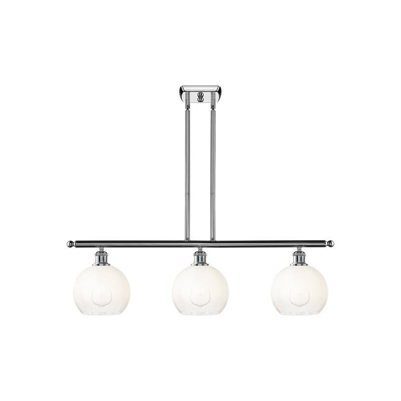 Innovations Lighting Endless Possibilities Ballston - Brookhaven Globe - 3 Light 36" Stem Hung Island Light - Polished Chrome/Opal