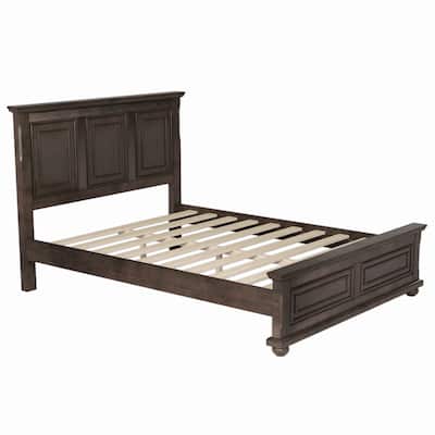 Brown Traditional Town and Country Style Pinewood Vintage King Bed