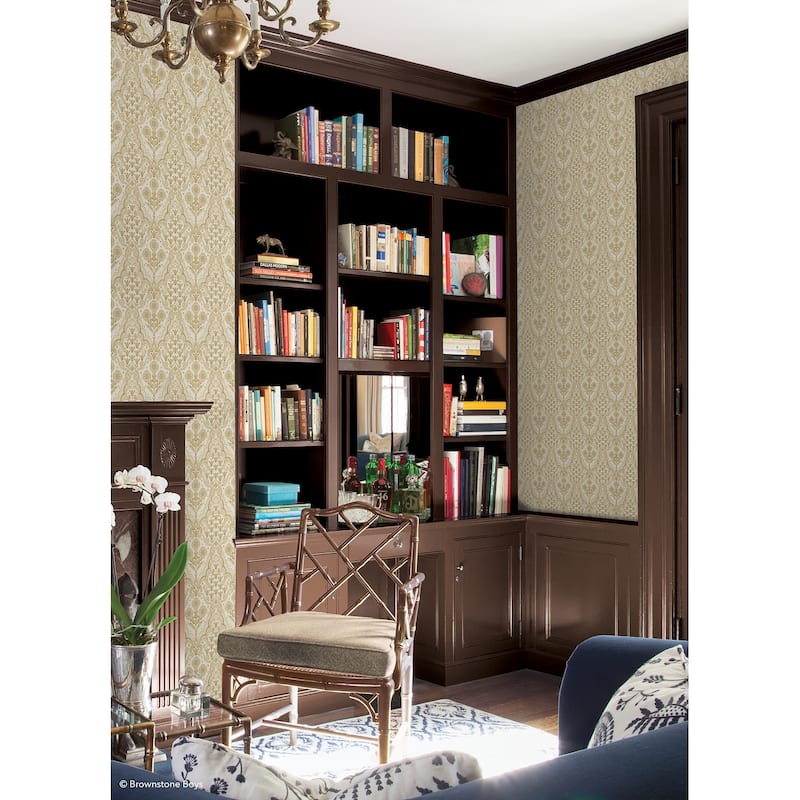 NuWallpaper Brownstone Boys Brownstone Blooms Ochre Peel and Stick Wallpaper - N/A